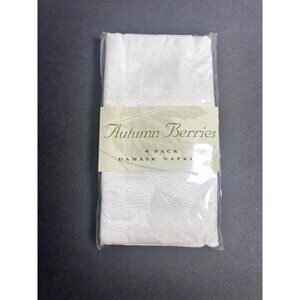Brownstone Gallery 4 Pack Autumn Berries Ivory‎ Beige Damask Napkins NEW Fall